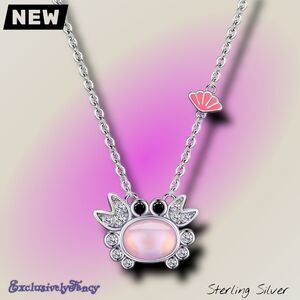 NEW Exclusively Fancy .925 Sterling Silver Pink Crab Charm Necklace